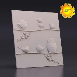 Гипсовая 3D панель Пташки